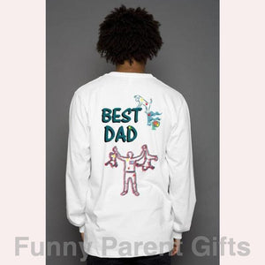 Apliiq Men xs / White Best Dad, Because I'm Cool Long-Sleeved Pocket T-Shirt for Men