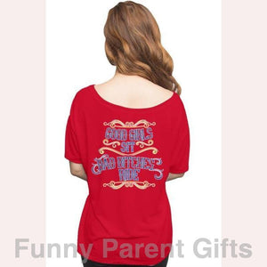 Apliiq Pet and Owner s / Red Good Girls Sit, Short-Sleeved Pocket T-Shirt for Women