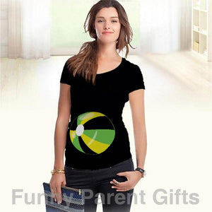Funny Parent Gifts Maternity Black / S Swallowed a Beach Ball - Short Sleeved Ruched Side Maternity T-Shirt