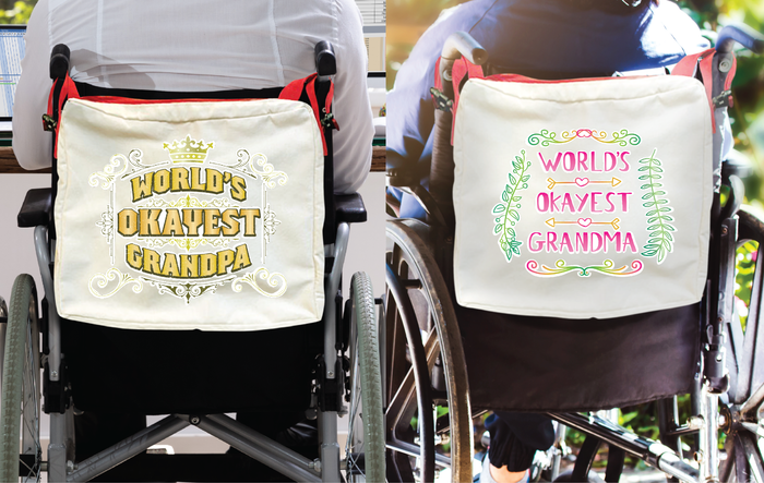 World's Okayest Grandma/Grandpa - Red Handie Totie Bagz Wheelchair/Walker Tote Bag