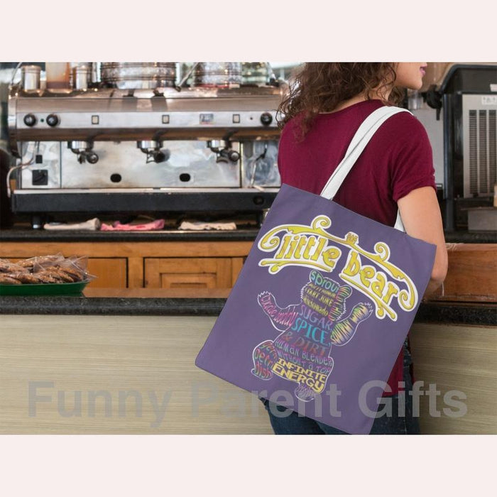 Little Bear Adjectives Artwork on Handie Totie Bagz Canvas Merchant Tote Bags with Custom Logo
