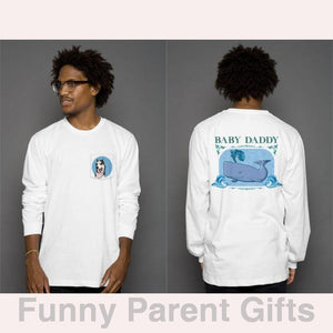 Apliiq Maternity Baby Daddy with Sperm Whale - Long Sleeved Pocket T-Shirt for Men