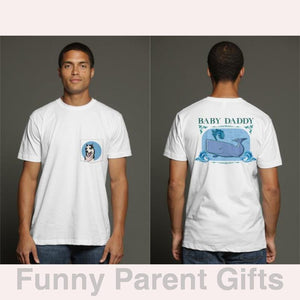Apliiq Maternity Baby Daddy with Sperm Whale - Short Sleeve Pocket T-Shirt for Men