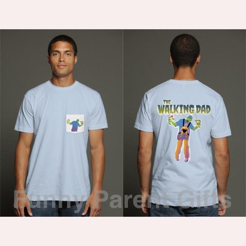 Apliiq Men The Walking Dad, Zombie Dad Short-Sleeved Pocket T-Shirt for Men