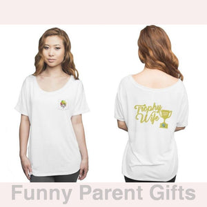 Apliiq Women Trophy Wife, Trophy Mom Short-Sleeved Pocket T-shirt for Women