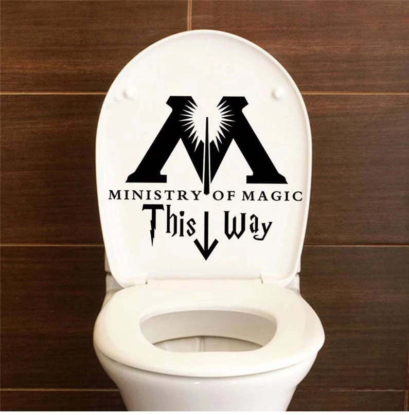 Funny Parent Gifts Kids 24X21CM Harry Potter Ministry Of Magic This Way Vinyl Toilet Seat Sticker/Decal
