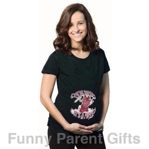 Funny Parent Gifts Maternity Black / S We're Hoping It's a Puppy - Short Sleeved Ruched Side Maternity T-Shirt