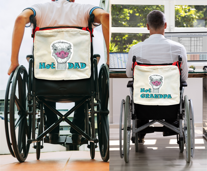Hot Dad/Hot Grandpa Ostrich - Red Handie Totie Bagz - Wheelchair/Walker Tote Bag