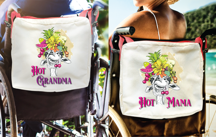 Hot Mama/Hot Grandma Carmen Miranda Giraffe - Red Handie Totie Bagz-Wheelchair/Walker Tote Bag