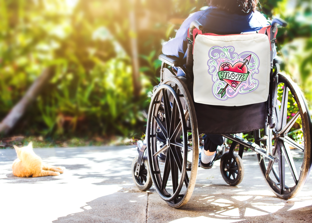 Funny Parent Gifts wheelchair bags Wheelchair/Walker Bag Mom Heart Tattoo with Paws - Red Handie Totie Bagz Wheelchair/Walker Bag