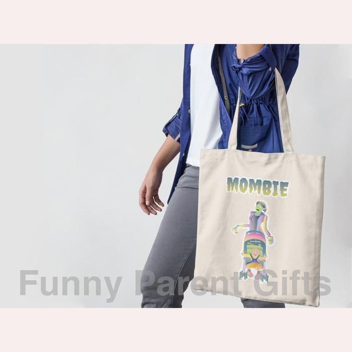 Mombie Zombie Artwork on Handie Totie Bagz Canvas Merchant Tote Bags with Custom Logo