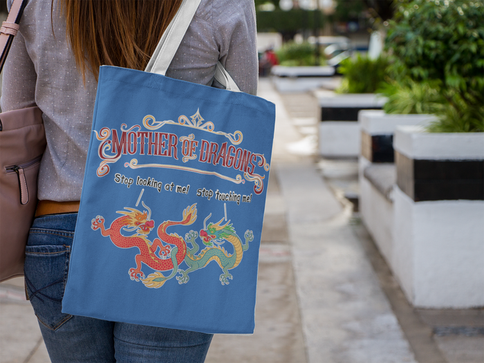 Mother of Dragons Artwork on Handie Totie Bagz Canvas Merchant Tote Bags with Custom Logo
