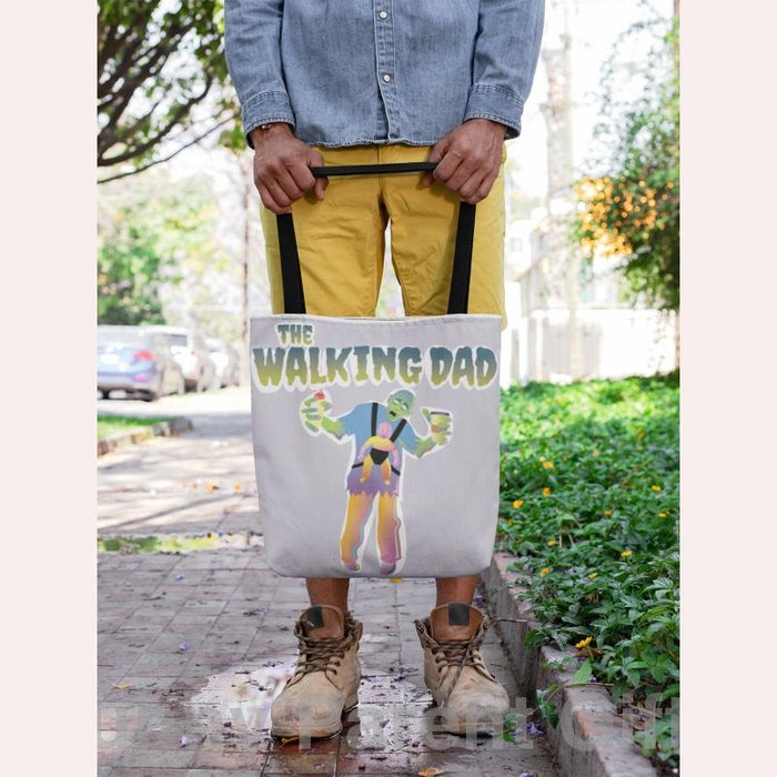 Zombie Walking Dad Artwork on Handie Totie Bagz Canvas Merchant Tote Bags with Custom Logo