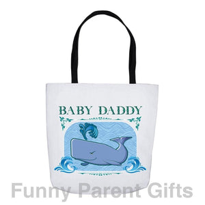 Gooten Maternity 16x16 inch Baby Daddy with Sperm Whale - 16x16 inch and 18x18 inch Tote Bags