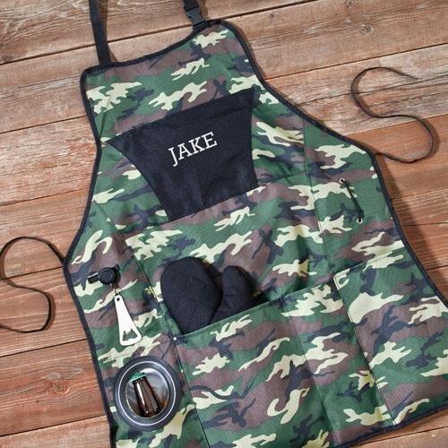Personalized Camouflage or Grill-Master Barbecue Grilling Apron Sets